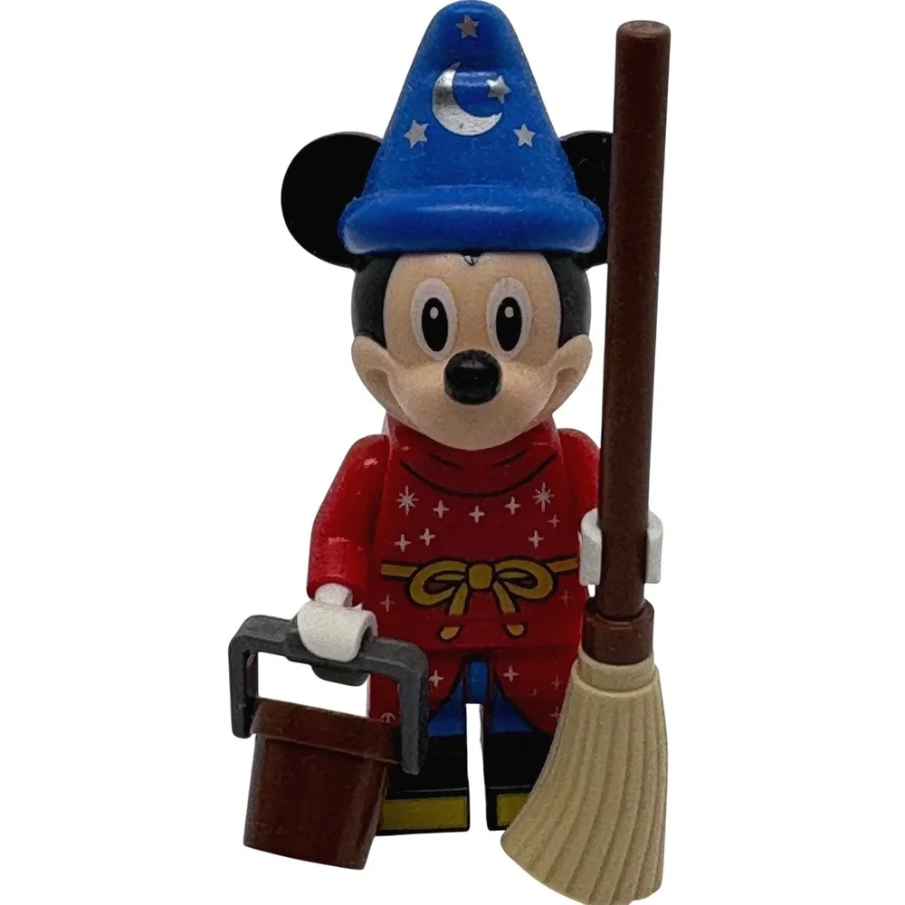 Disney Fantasia Sorcerer Mickey Mouse Minifigure with Broom and Bucket Accessory